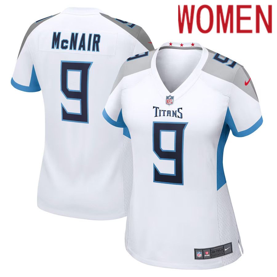 Women Tennessee Titans #9 Steve McNair Nike White Retired Game NFL Jersey